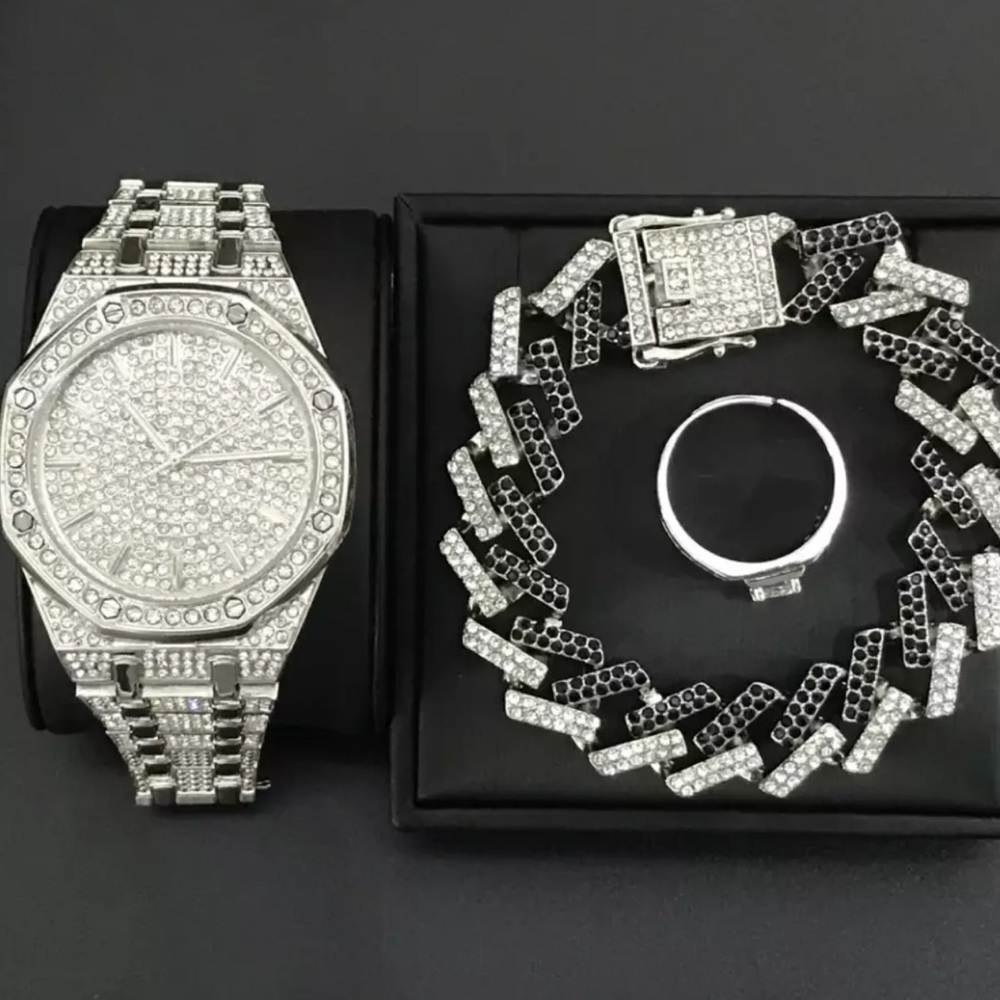 NEW* SILVER WATCH TWO TONE BRACELET & RING